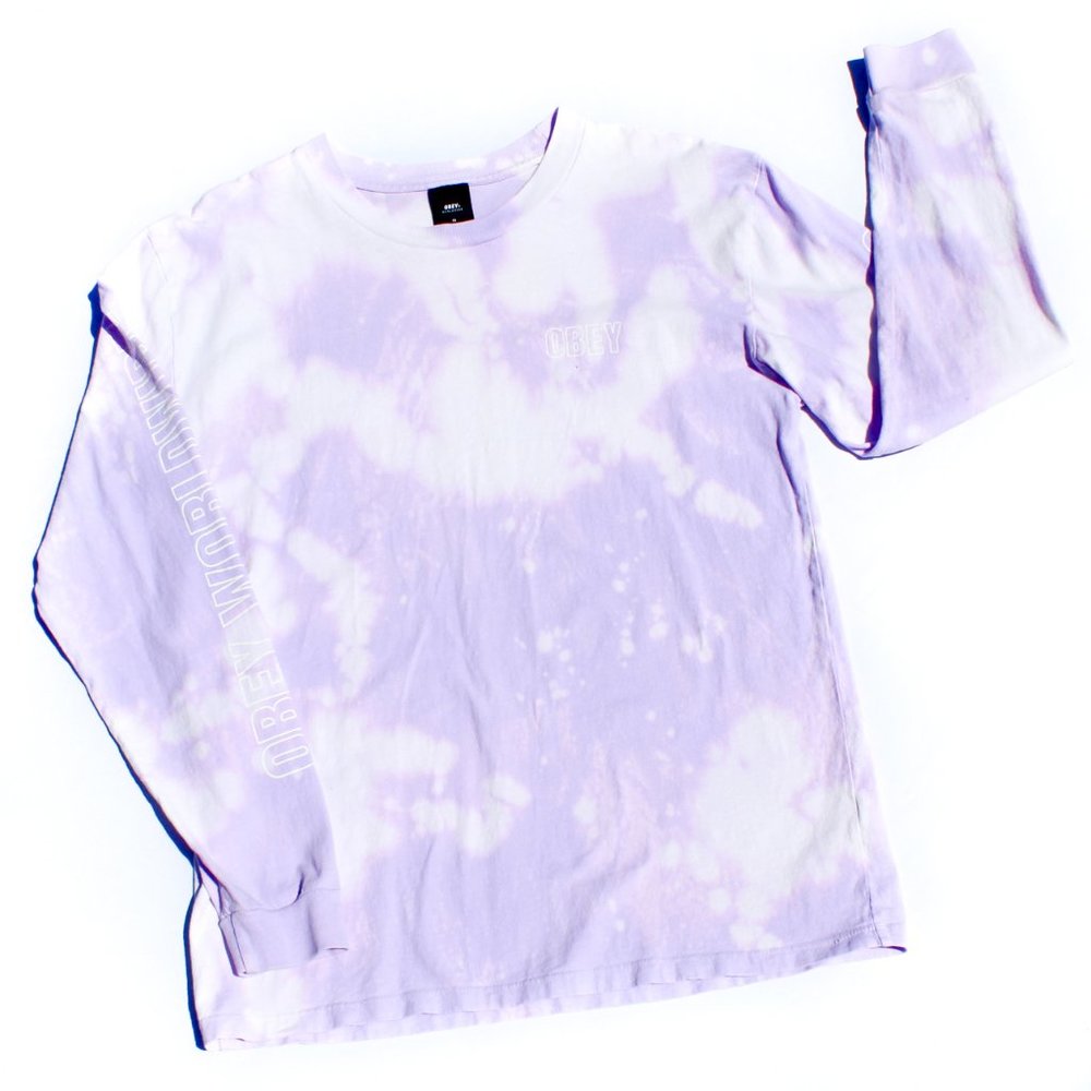 Obey Unisex Medium Lavender Bleach Dye Longsleeve Tee